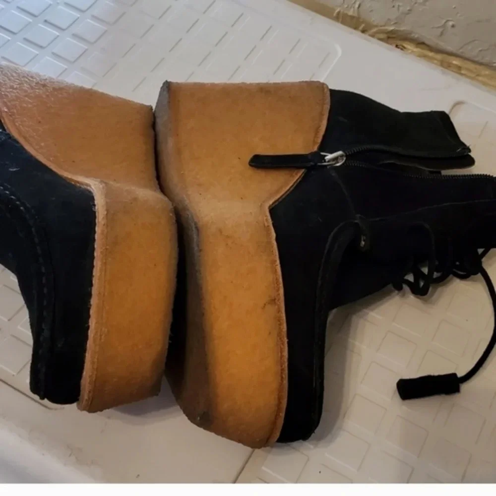 Derek Crosby Lam suede zip Wedge Comfort  booties‎ 9.5